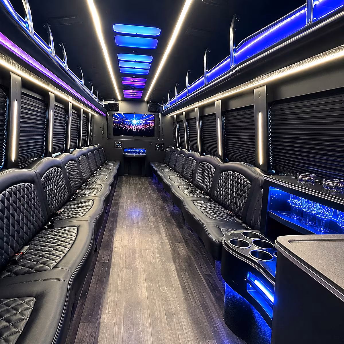 Fort Collins Sporting Event Transportation party bus interior